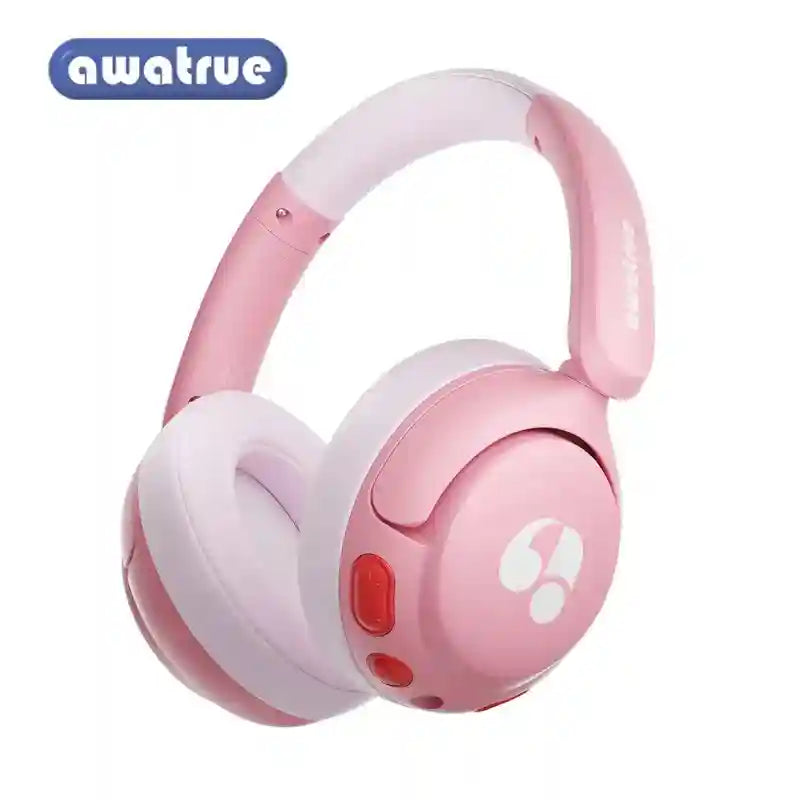 Wireless Kids Headphones - Volume Limited Over-Ear Stereo Audio Pink Tidesmit