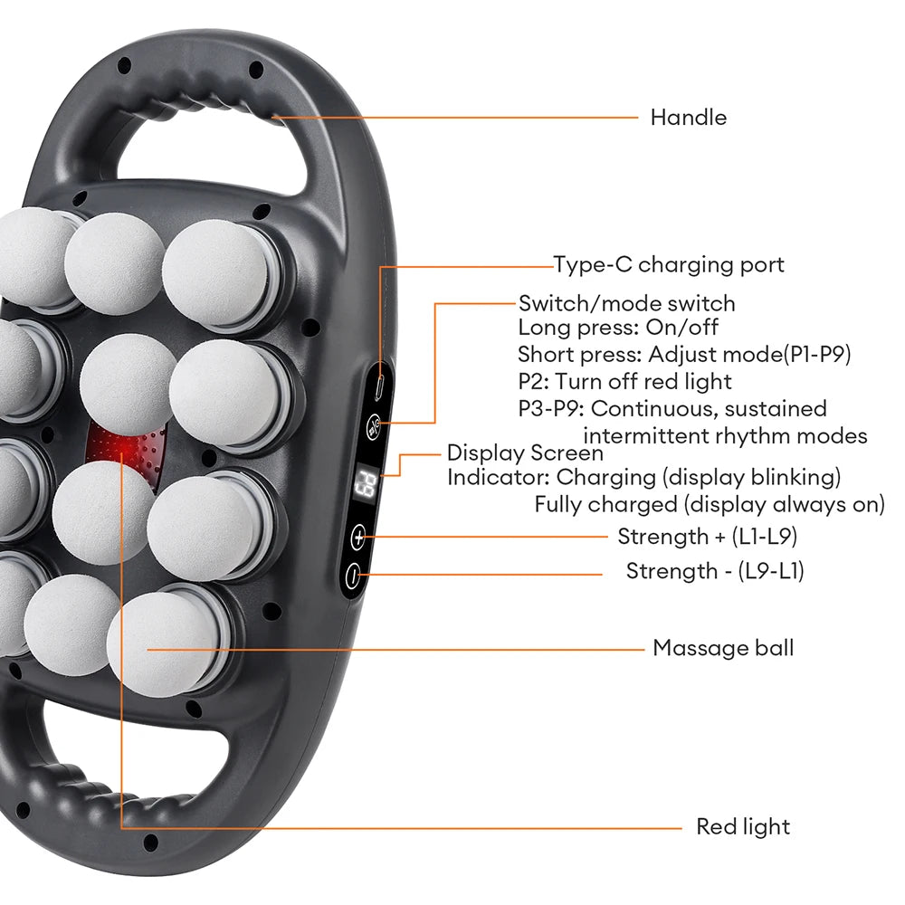 Deep Tissue Massage Gun Grey - 16 Head Portable Muscle Recovery Tool Relaxation Treatment Tidesmit