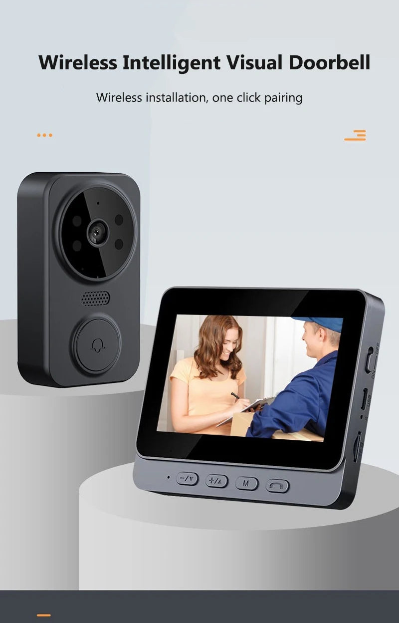 4.3 Inch WiFi Wireless Video Doorbell Two Way Video Intercom Outdoor HD Doorbell Camera Smart Home Security Visual Door Bell