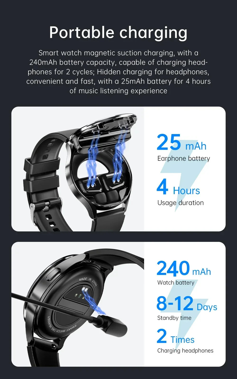 New X10 Headset Smart Watch TWS 2 in 1 Wireless Bluetooth Earphone Blood Pressure Heart Rate Testing Sport Music Smartwatch