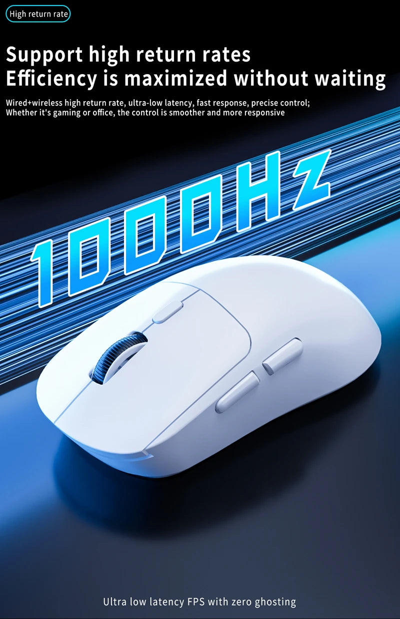 2026 M348 Superlight Mouse Bluetooth 2.4G Wireless Gaming Mouse Flagship Chip Gaming Sensor 6 Adjustable DPI for Office Game