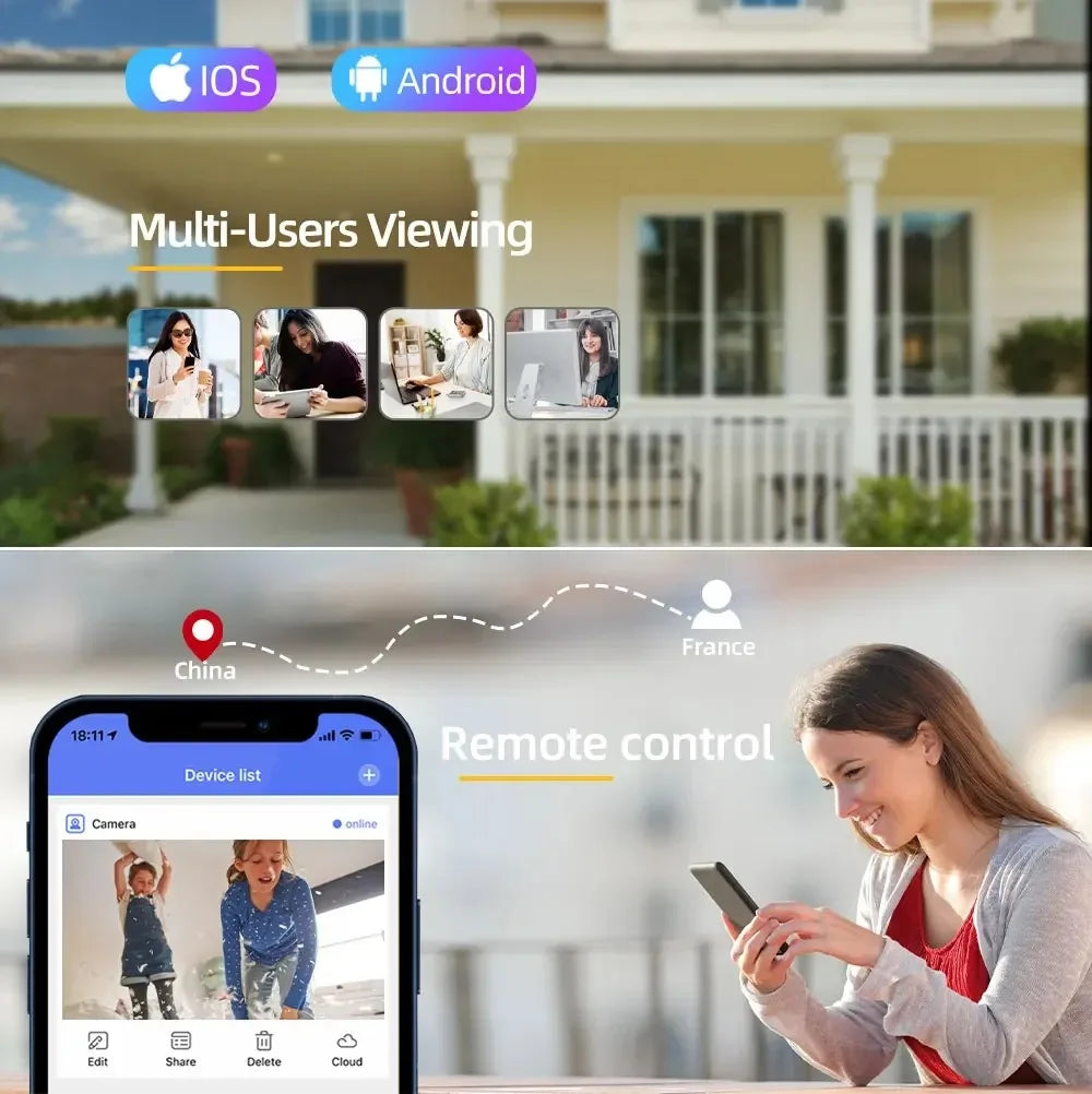 20MP WiFi IP Camera HD Three Screens Security AI Auto Detect Wireless Surveillance Cameras Onvif 10X Zoom Baby Monitor YOOSEE