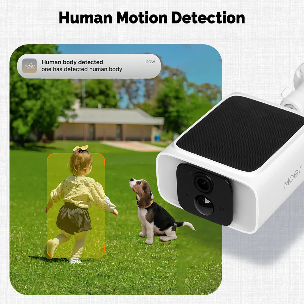 MOES Smart Solar Security Camera, WiFi 2.4/5GHz Dual Band, IP65 Waterproof, APP/Alexa/Google Home Monitoring, Tuya