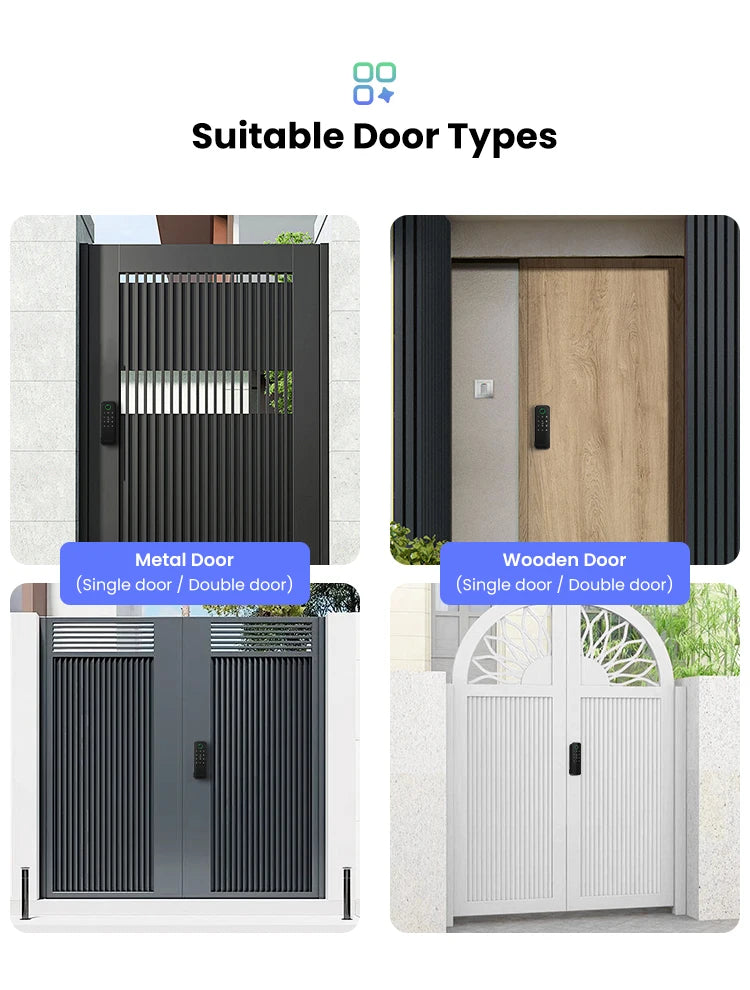 Tuya WiFi 8 Language Fingerprint IP66 Waterproof Outdoor Gate Passcode RFID Card Keyless Smart Rim Lock for Home