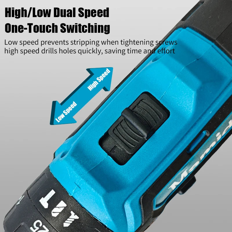 Mamidw 3/8'' 10mm Chuck Cordless Power Drill 25N.M 1150RPM Electric Screwdriver Drill for Daily Home Improvement Woodworking Tasks, For Makita 18V Battery PIN