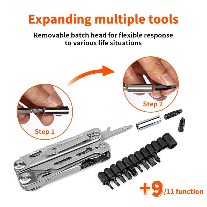 17 In 1 Mini Foldable Plier Multi Tool Folding EDC Multitool Screwdriver Pliers File Ruler Outdoor Hand Tool Sets