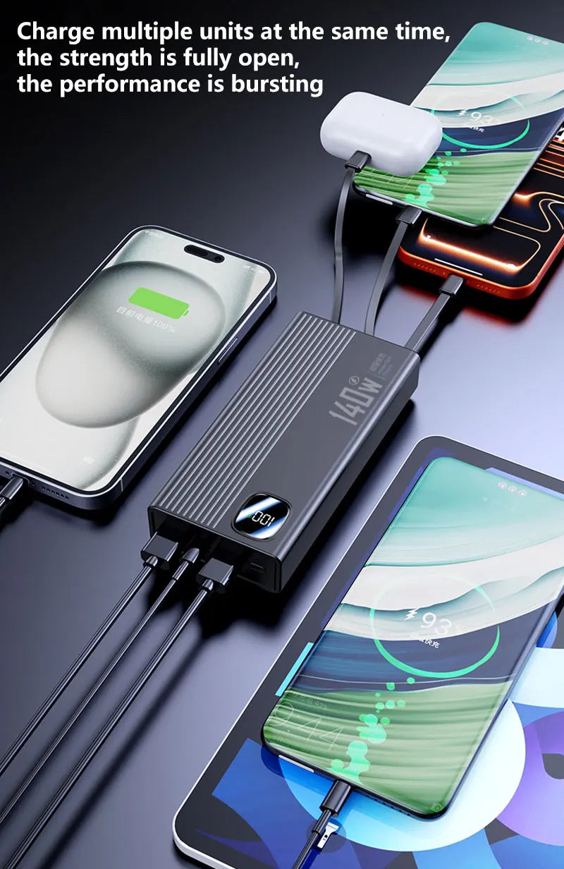 Tidesmit 200000mAh Portable Power Bank - Fast Charging USB-C Travel Battery Tidesmit