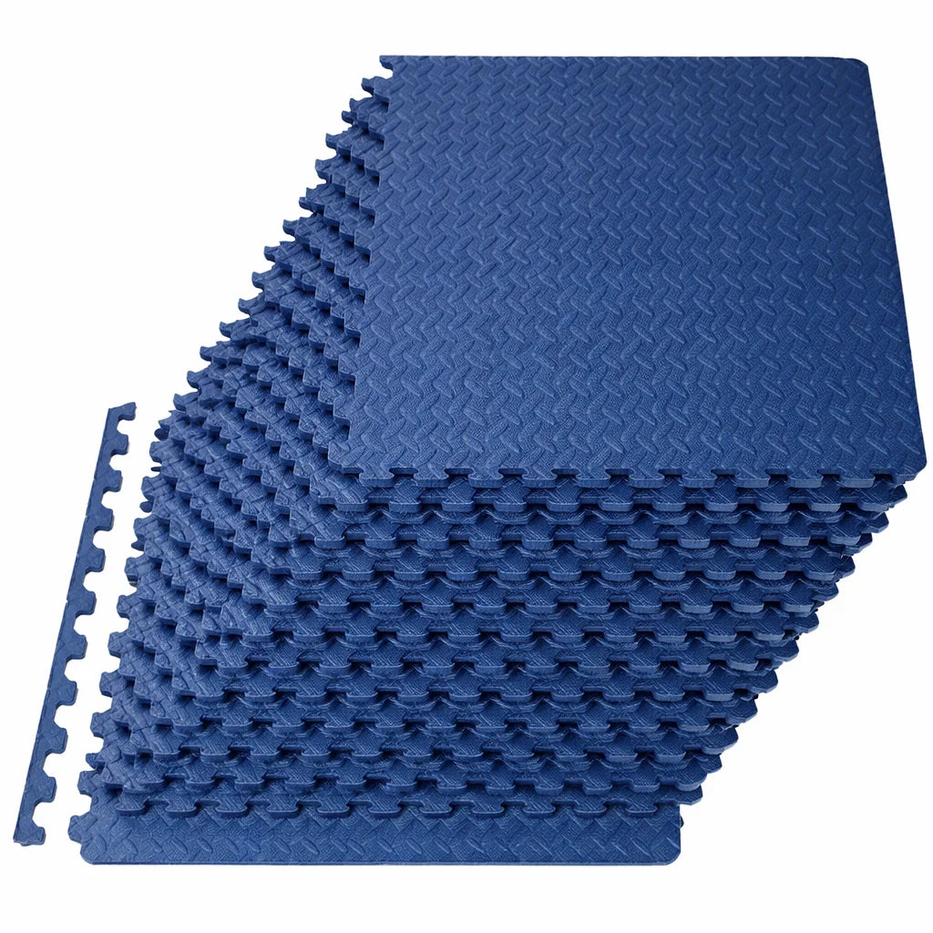 12Pcs EVA Foam Interlocking Floor Mats 60x60cm Gym Flooring Tiles Exercise Yoga Mat Non-Slip Shock Absorbing 10mm