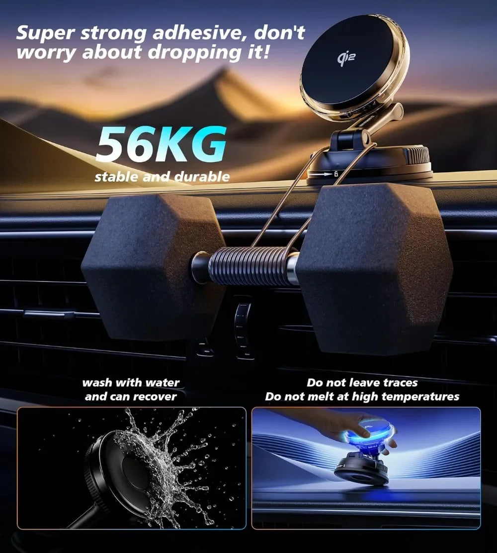 Magnetic Wireless Car Charger with RGB Cooling - MagSafe Compatible Tidesmit