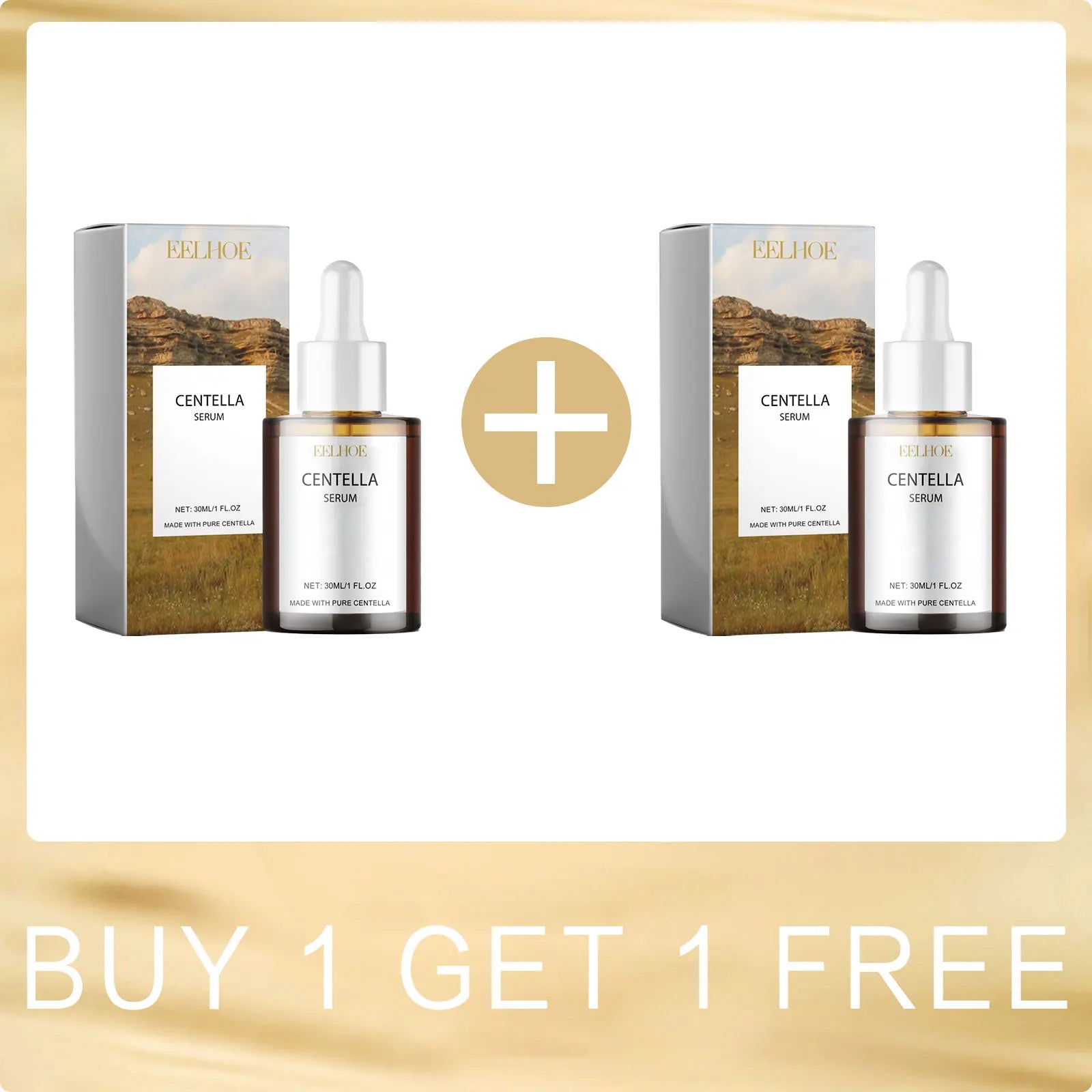 Centella set: serum boxes and dropper bottles with gift plus icon