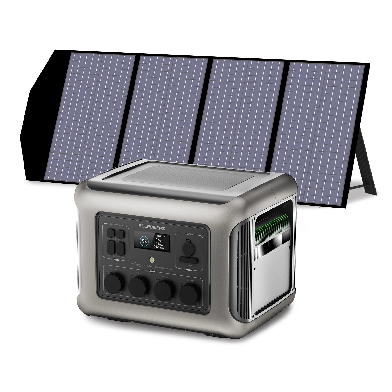 ALLPOWERS R2500 Portable Power Station 2500W (4000W Peak) 2016Wh LiFePO4 Solar Generator with Solar Panel 4 AC Outlets for Home