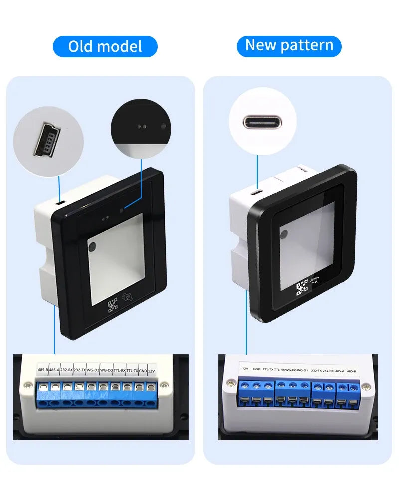 Old model vs new pattern QR code reader connector view