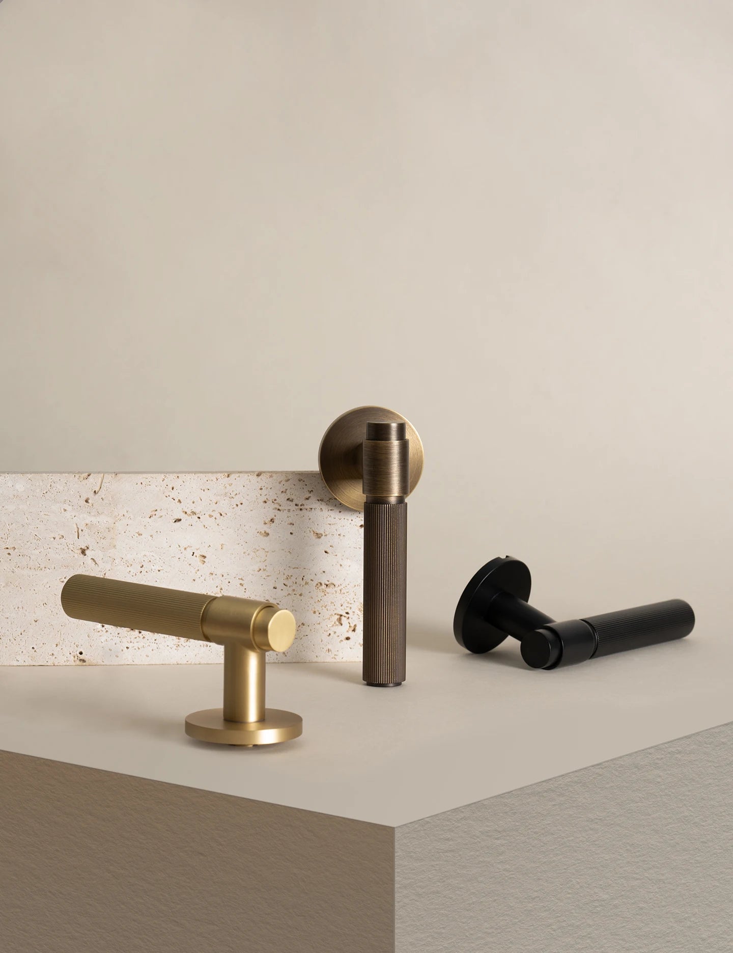 DOOROOM Brass Door Lock Set Modern Stripe Antique Bronze Interior Door Lock Decorative Lock Privacy Lock Passage Lock