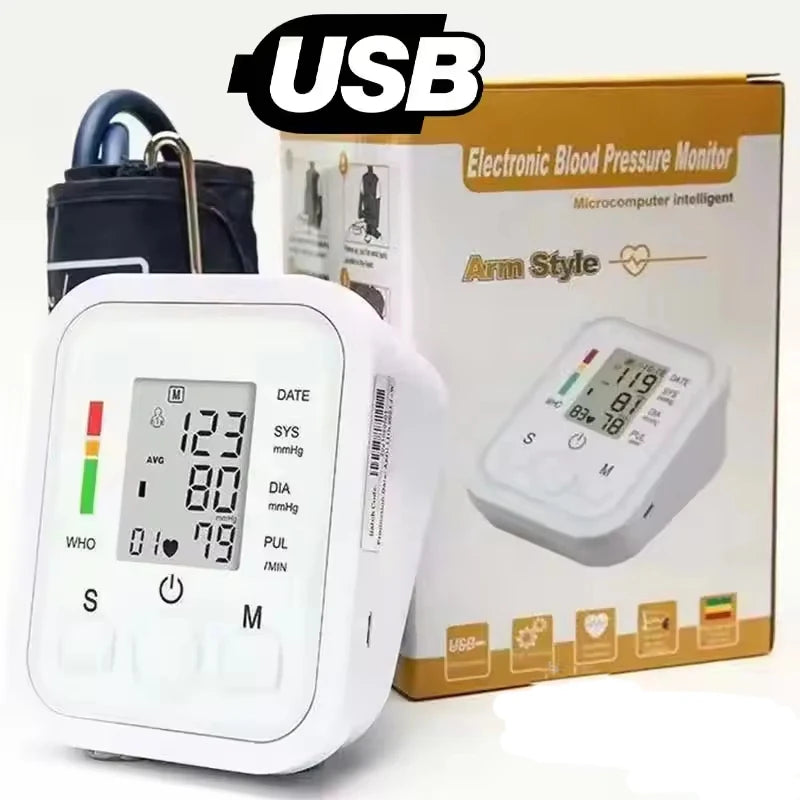 Medical Grade Upper Arm Digital BP Monitor Automatic Sphygmomanometer Kit Home Health Measuring Device