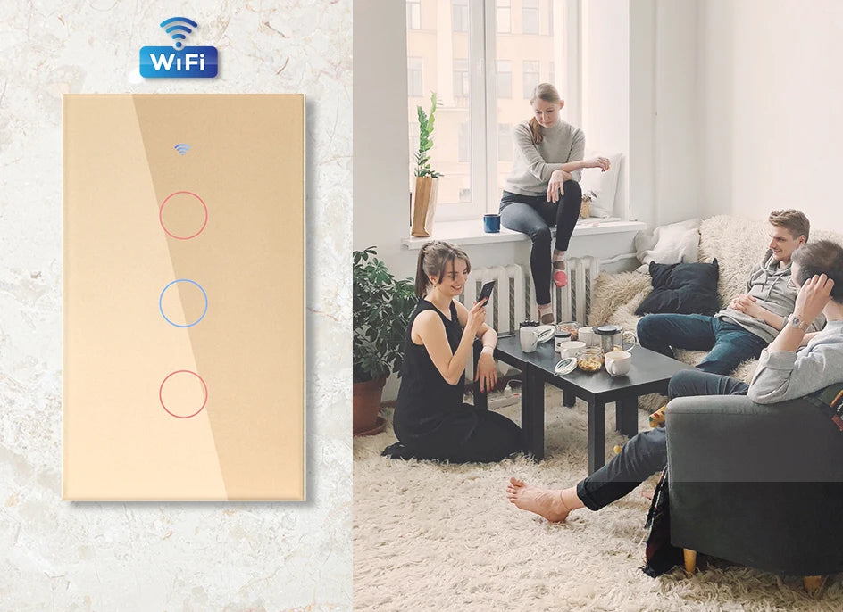433 MHz WiFi Tuya Smart Remote Control Touch Light Switch RF for Lights Australia US BR IL Alexa 220V With No Null 1 2 3 4 Gang