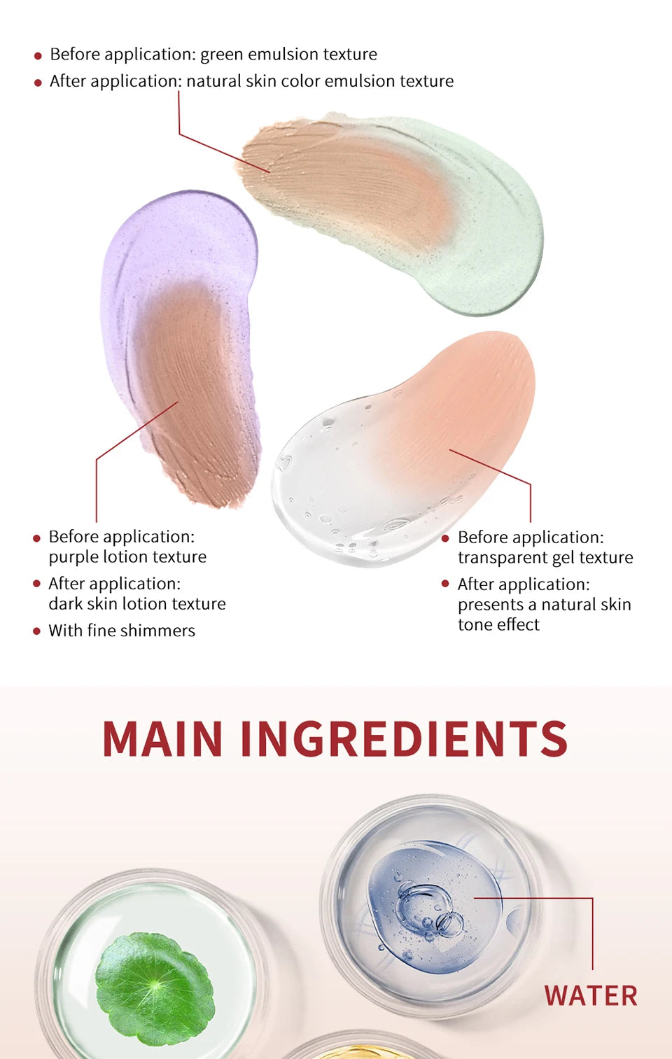 Tidesmit waterproof moisturizing CC cream for long-lasting face makeup texture close-up