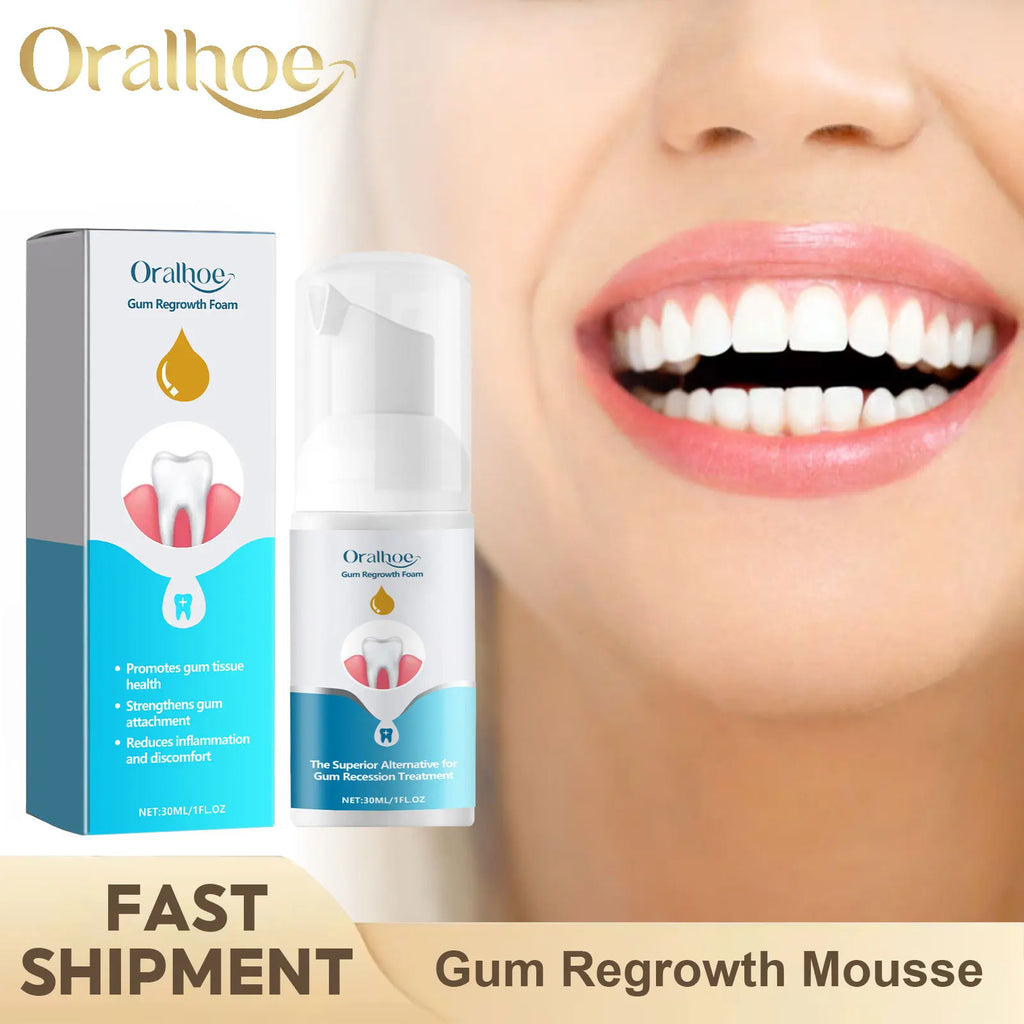 Tidesmit gum regrowth foam for teeth whitening, stain removal, and dental decay relief.