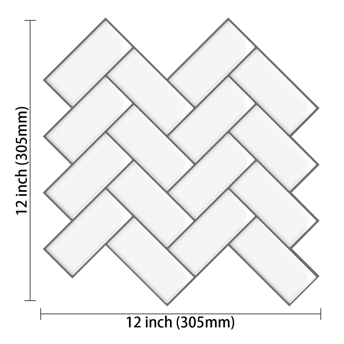 5/10Sheet Stick on Self-Adhesive Tile White Peel and Stick Tiles for Kitchen and Bathroom Herringbone Peel and Stick Back Splash