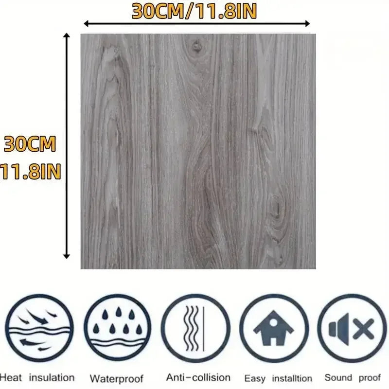Self-adhesive Vinyl Floor Tiles Wood Grain Design Waterproof  Wear-resistant Wall Tiles for Bedrooms Kitchens Living Room Decor