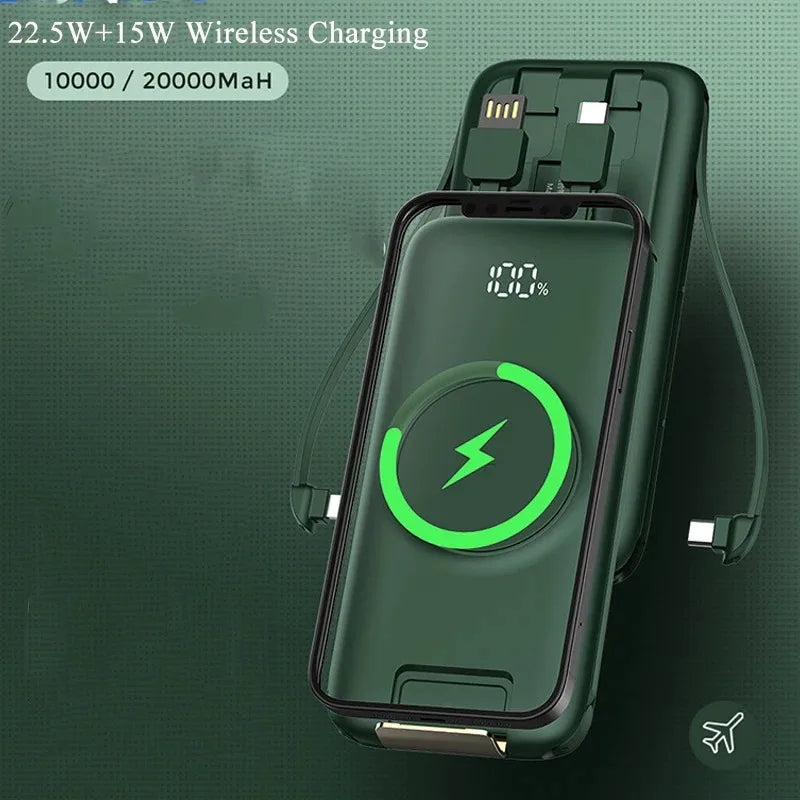 20000mAh Fast Charging Power Bank with Built-in Cables by Tidesmit Tidesmit