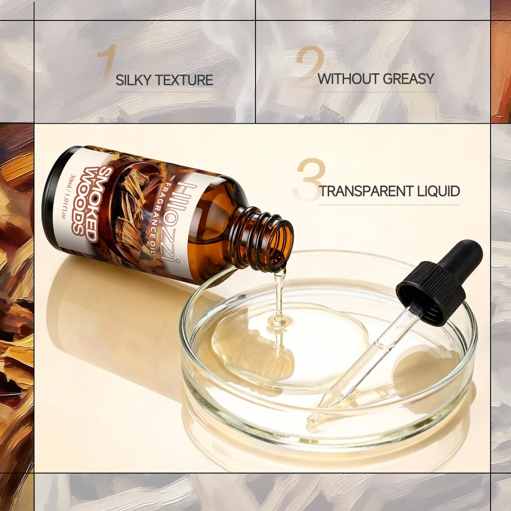 Smoked Woods essential oils fresh pleasant aroma, making them suitable for aromatherapy diffusers, humidifiers, DIY crafts.