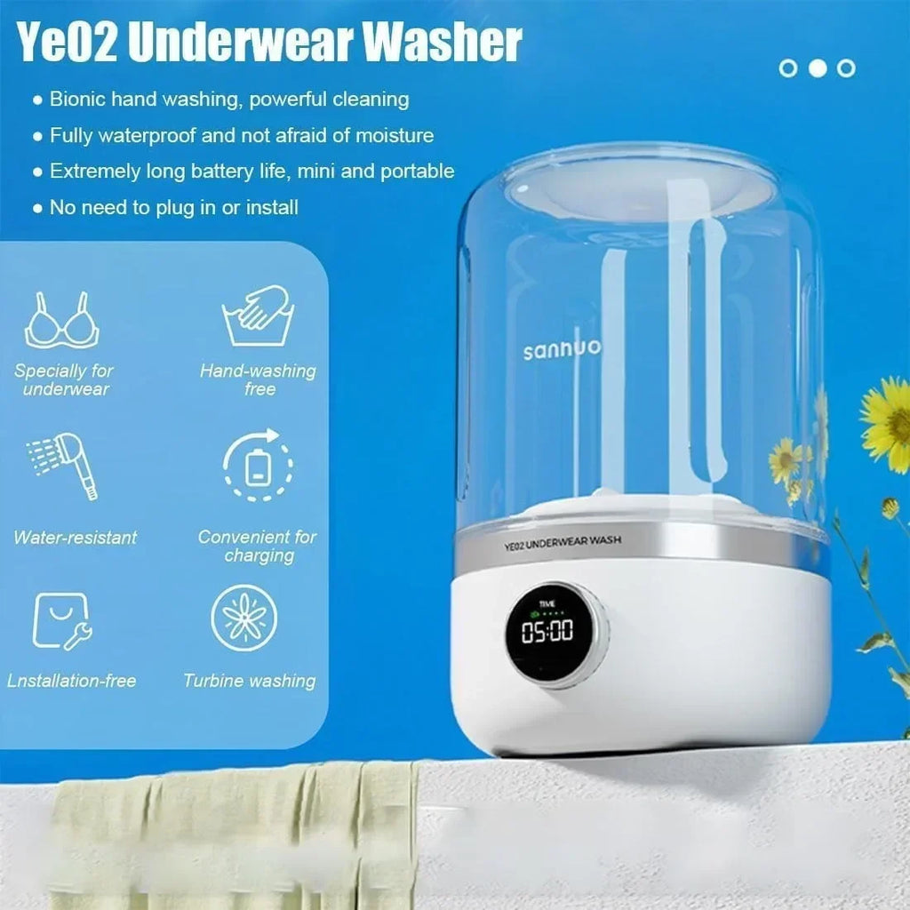 Tidesmit 1L portable wireless underwear cleaner featuring compact laundry bucket design for socks and delicates