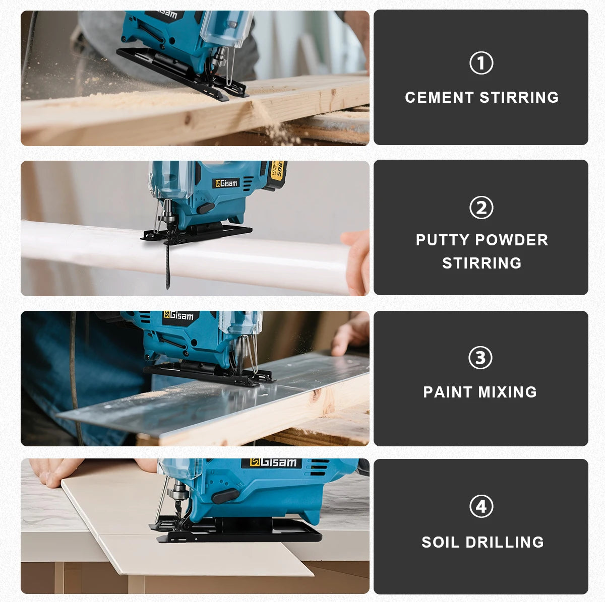Gisam 26mm Electric Jigsaw Portable Cordless Saw Multi-Function Wood Cutting Woodworking Machines For Makita 18V Battery Pin