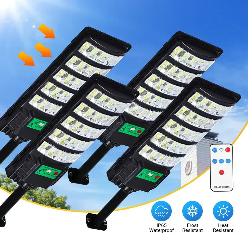 4/2pcs Outdoor Solar Street Lights Outdoor Waterproof Dusk To Dawn, Commercial Solar Parking Lot Lights With Motion Sensor, Solar Powered Street Light For Yard, Outside，summervibes