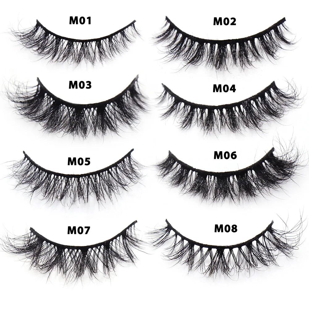 Tidesmit 12mm-15mm natural 3D mink lashes fluffy wispy false eyelashes for face makeup detail view