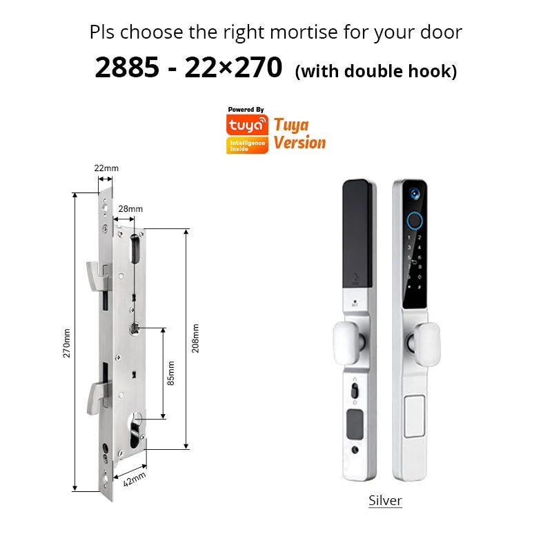 Smart Lock with Camera Door Viewer Waterproof IP66 Tuya WiFi Fingerprint Password Sliding RFID Card Sliding Electronic Door Lock