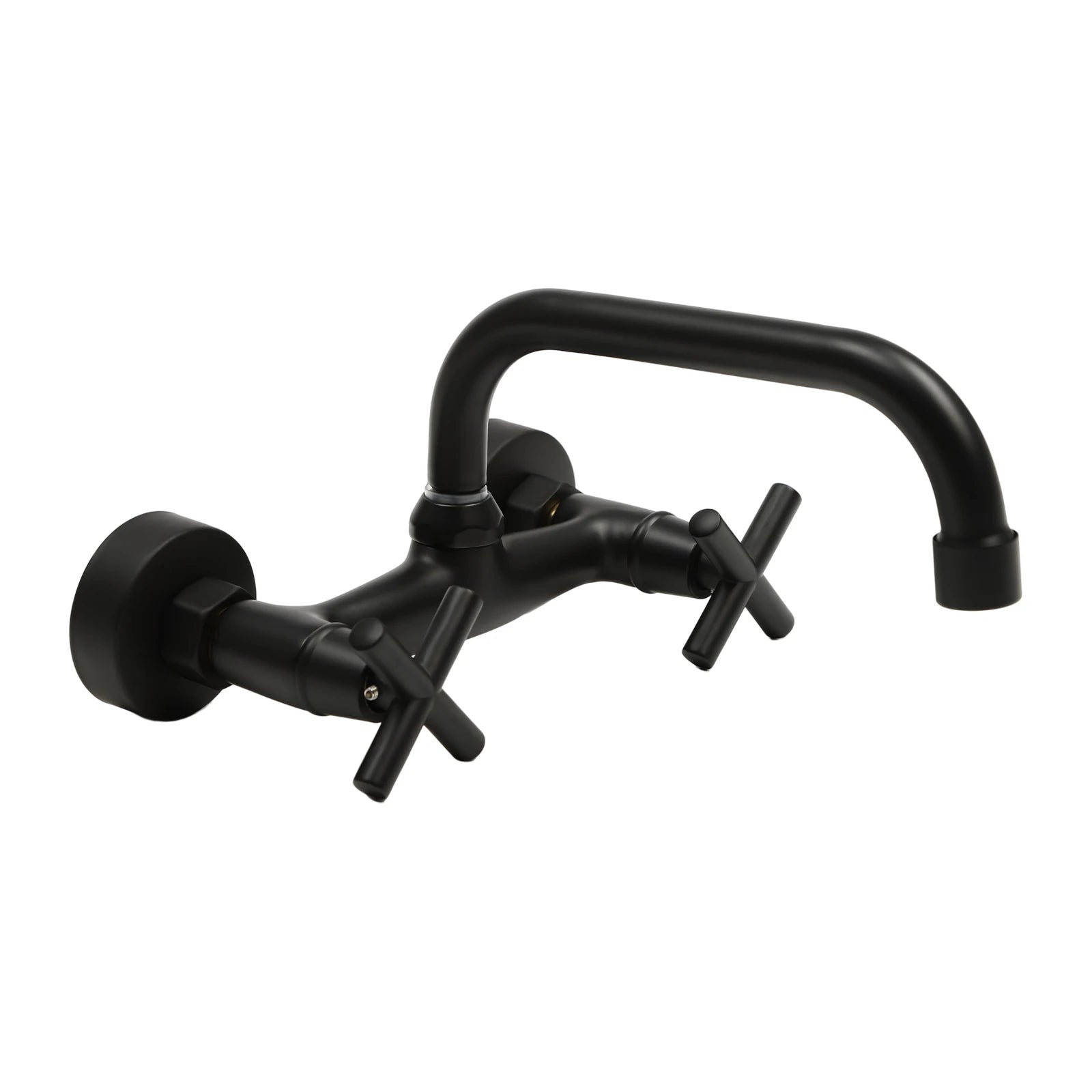 2-Handle Wall Mount 2-hole Bathroom Faucet Black, Copper & Ceramic 14.5-16.5cm Mounting Hole Distance 360° Rotatable