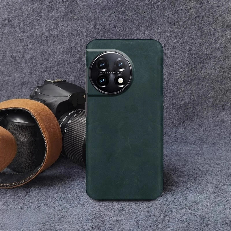 OnePlus 11 Leather Case | Vintage Crazy Horse Genuine Shock-Absorbing Cover Green China Mainland Tidesmit