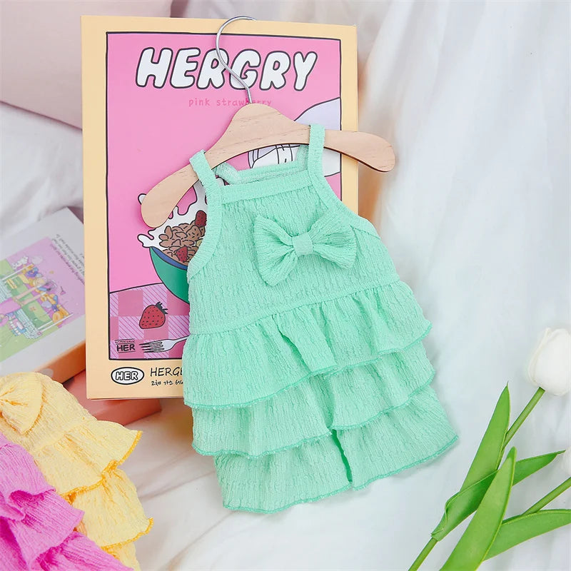 Candy Color Puppy Dog Layered Skirt Dresses Spring Summer Pet Clothes for Small Dogs Poodle Yorkshire mascotas Princess Dresses
