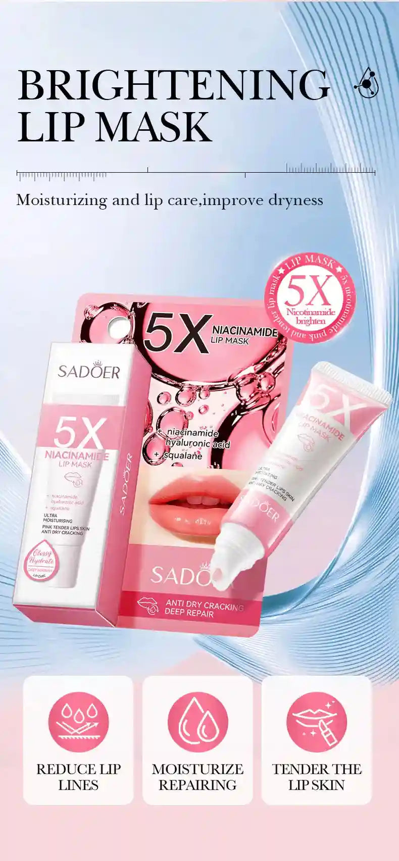 Niacinamide Plumping Lip Mask - Nourishing 10g Lip Treatment Lip Care Tidesmit