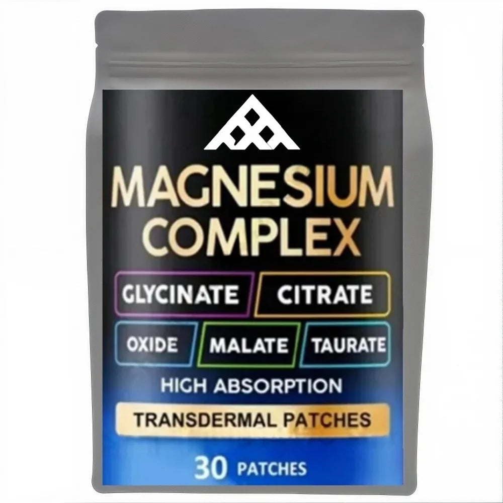 5-in-1 Magnesium Complex Transdermal Patches (30 Patches) – Relieve Stress, Support Muscles & Heart, Skin-Friendly Sleep Aid