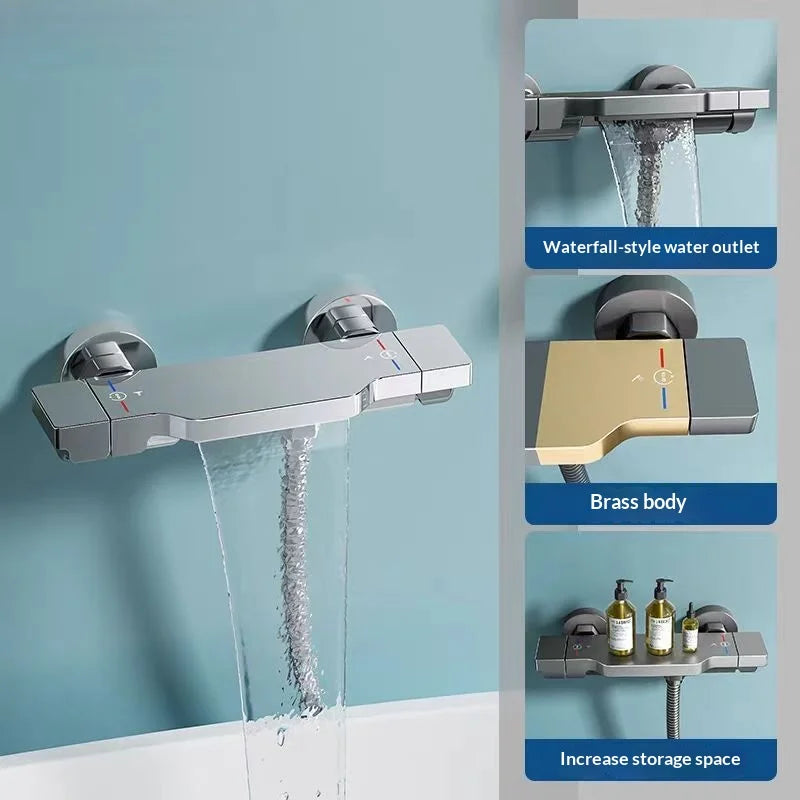 Minimalist waterfall faucet, bathroom hot and cold water faucet, multi-functional simple shower head, bathing shower faucet