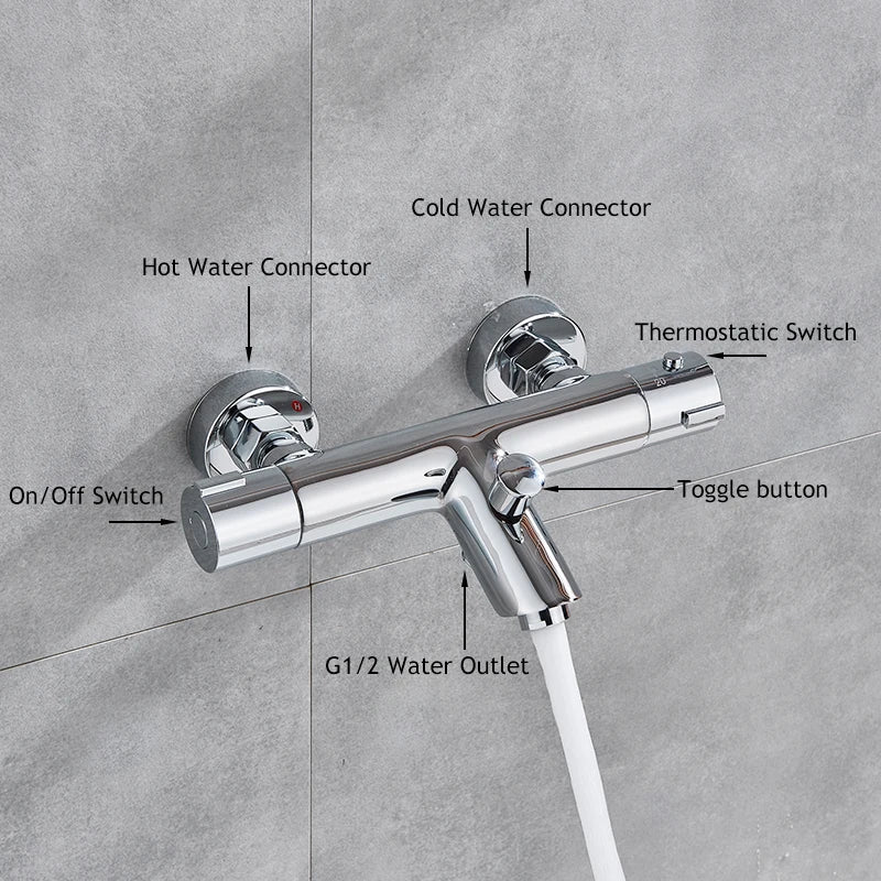 Thermostatic Shower Faucet Mixing Valve Thermostatic Faucet Shower Faucet Bathroom Combination Water Long Spout Bathtub Faucet