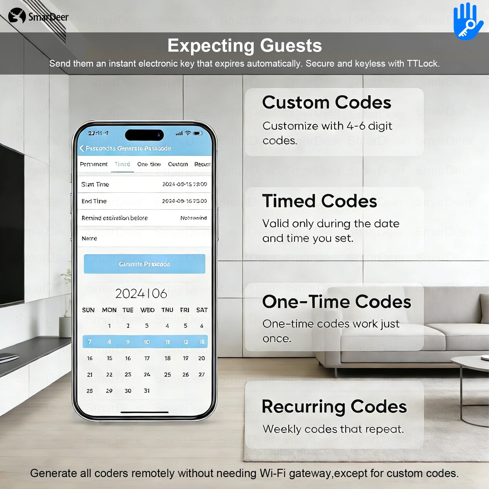 SmarDeer IP65 Waterproof Sliding Door Smart Lock，Tuya WiFi Broken Bridge Aluminum Sliding Door  Fingerprint Lock