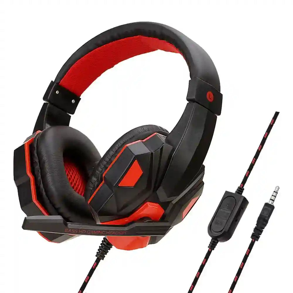 Wired Gaming Headphones with Microphone - Over-Ear PC Headset RED Tidesmit