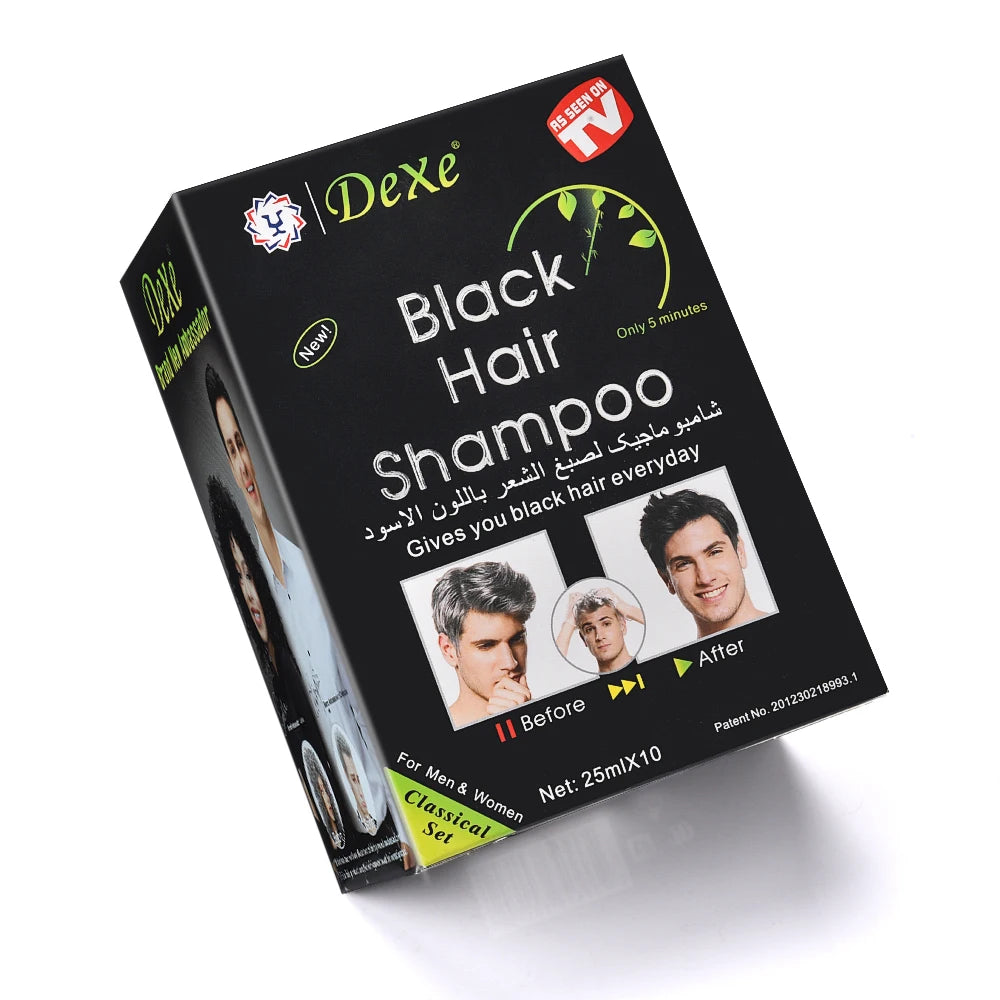 10 Pcs Dexe Fast Black Hair Shampoo 5 Mins Fast Become Black Hair Dye Herb Natural Hair Care Restore Colorant Shampoo Hair Care