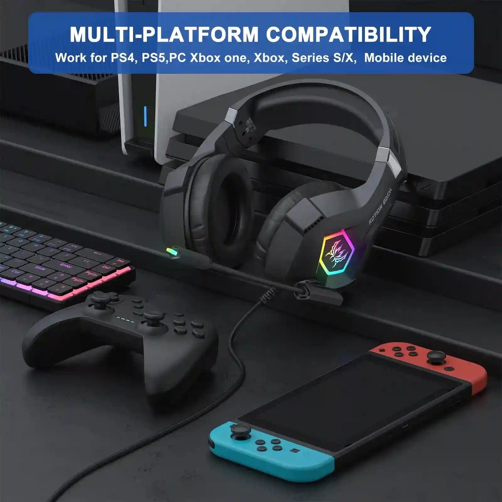 Wired Gaming Headset with 7.1 Surround Sound and Noise Canceling Mic Tidesmit