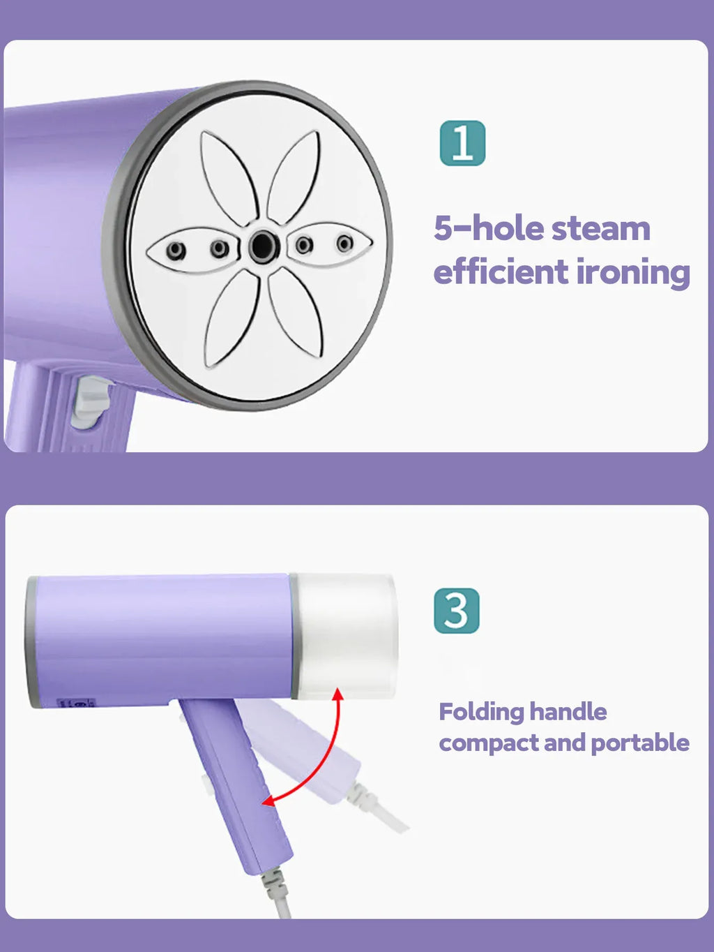 OBOVAY Handheld Garment Steamer 800W Foldable