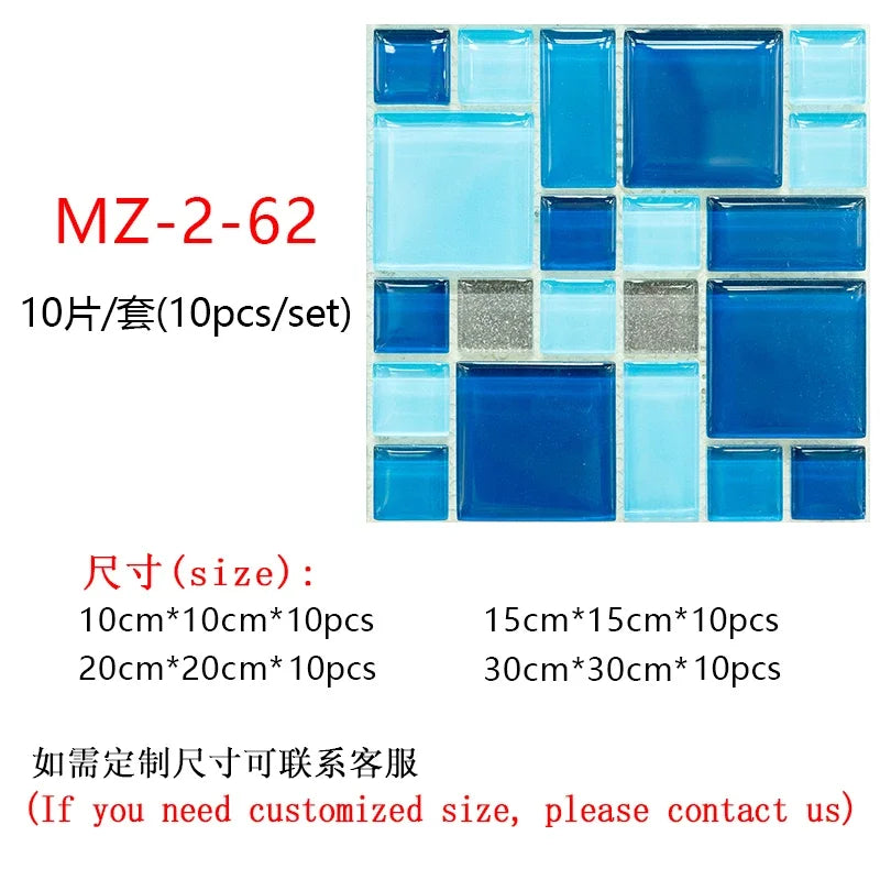 10pcs Purple Mosaic Hard Tiles Sticker Flat Printed in 2d Transfers Cover for Kitchen Bathroom Wallpaper Peel & Stick Wall Decal