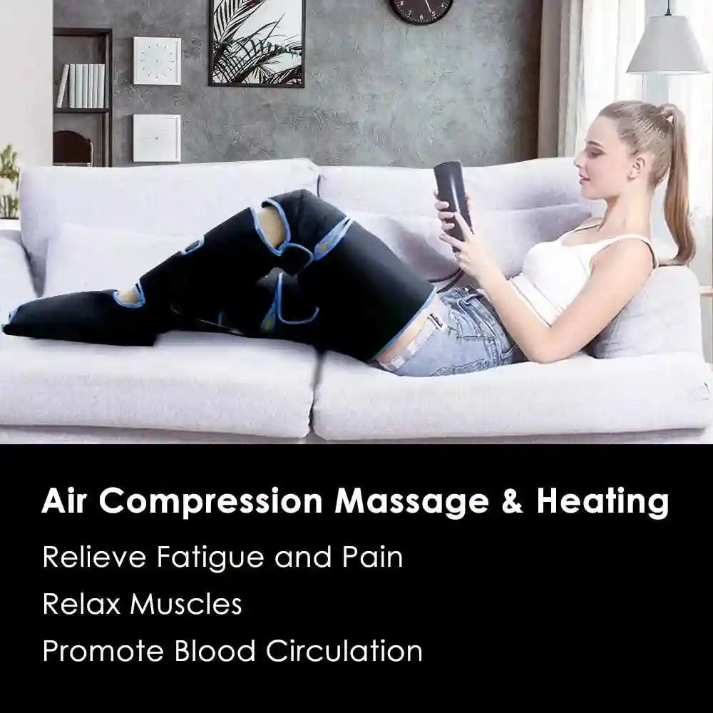 Leg Air Compression Massager With Heat - Portable Relaxation Therapy Relaxation Treatment Tidesmit