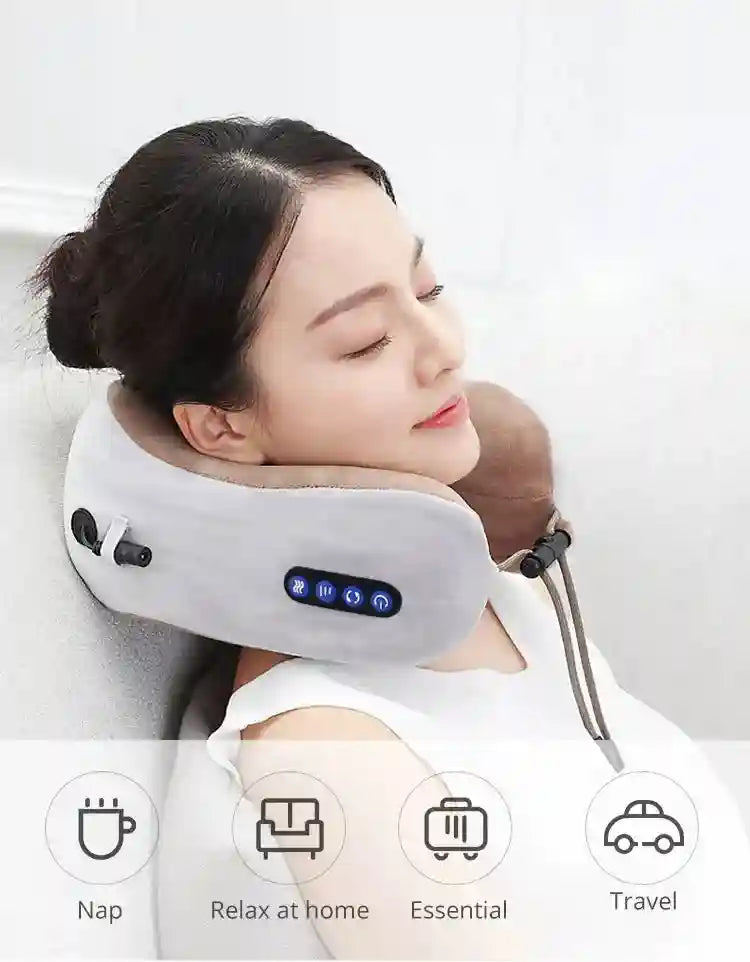 Portable Neck Massager Pillow | U-Shaped Cervical Support with Heat Massage Roller Tidesmit