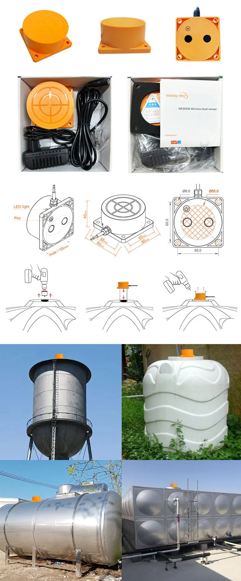 ME201W Smartlife Tuya App Ultrasound Check Water Usage Meter Wifi Remote Digital Water Controller Water Tank Sensor