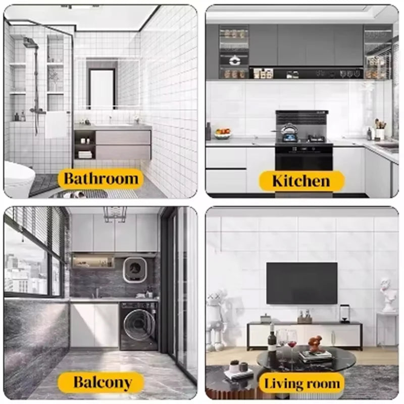 1 Roll Marble Thick Foam Imitation Tile Self-Adhesive Wallpaper Bedroom Living Room Decoration Bathroom Waterproof Wall Sticker