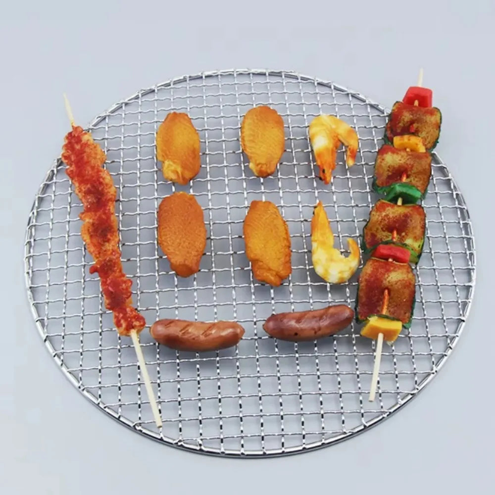 Portable Round Air Fryer Rack Stainless Steel Stackable Grid Grill with Foot Cooling Rack Home Kitchen Oven Steamer Cooker