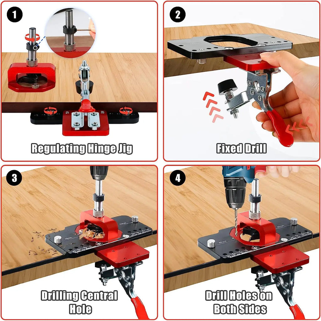 35mm Concealed Door Hinge Jig Accurate Locking Cabinet Hinge Jig Pocket Hole Jig Adjustable Quick Punch Cabinet Hardware Jig