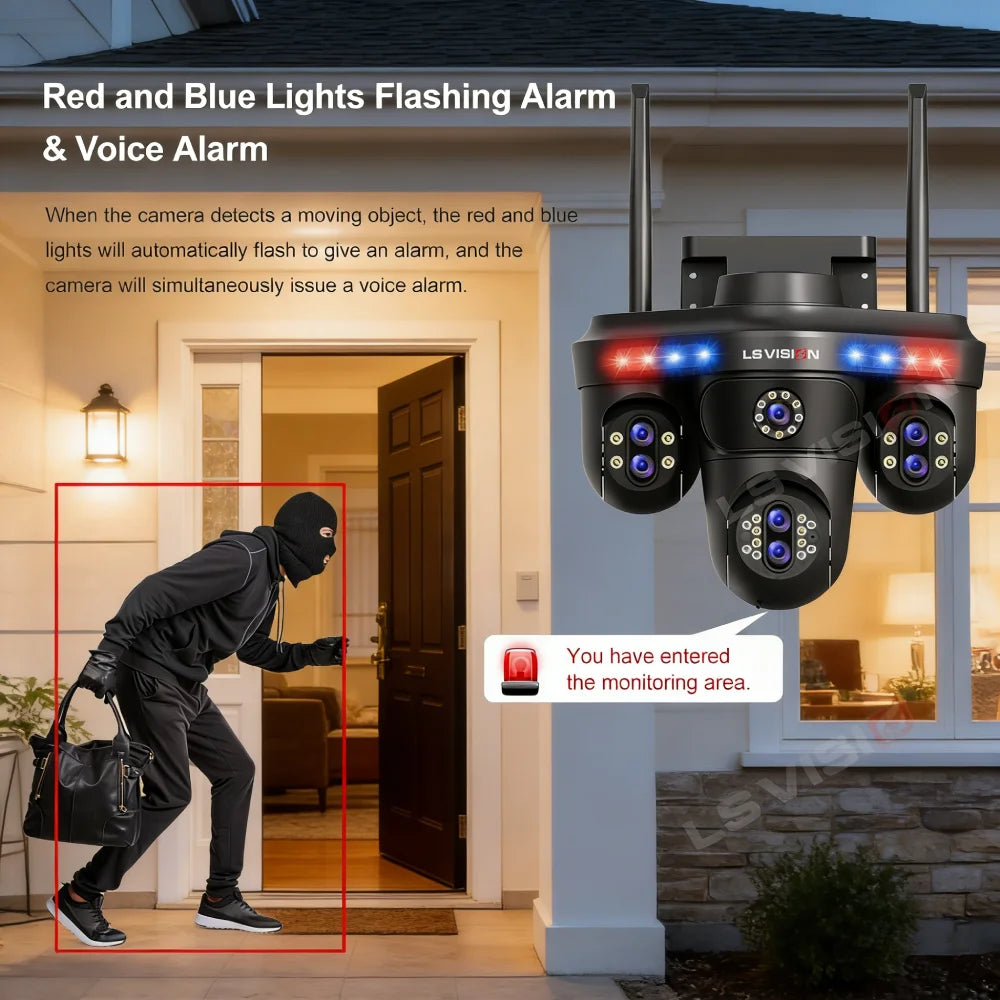 LS VISION 35MP WiFi IP Camera 7 Lens 10X Zoom Outdoor 3PTZ 360° Surveillance Security Camera Smart Home Ai Tracking CCTV Cam